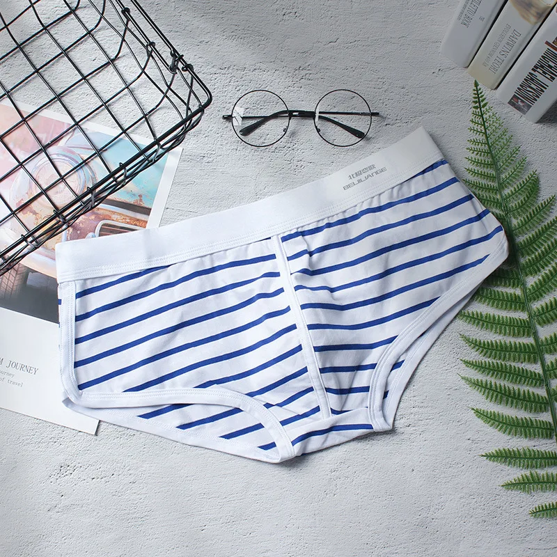 Men's underwear striped boxer pants cotton breathable sexy boxer PANTS YOUTH sexy low waist narrow hem pants head