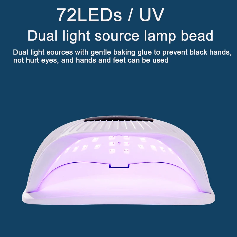 300W Professional Nail Dryer Lamp Big Power 72LEDs Portable UV LED Nail Lamp with 4 Timer Large Space For Drying Nail Gel Polish 4