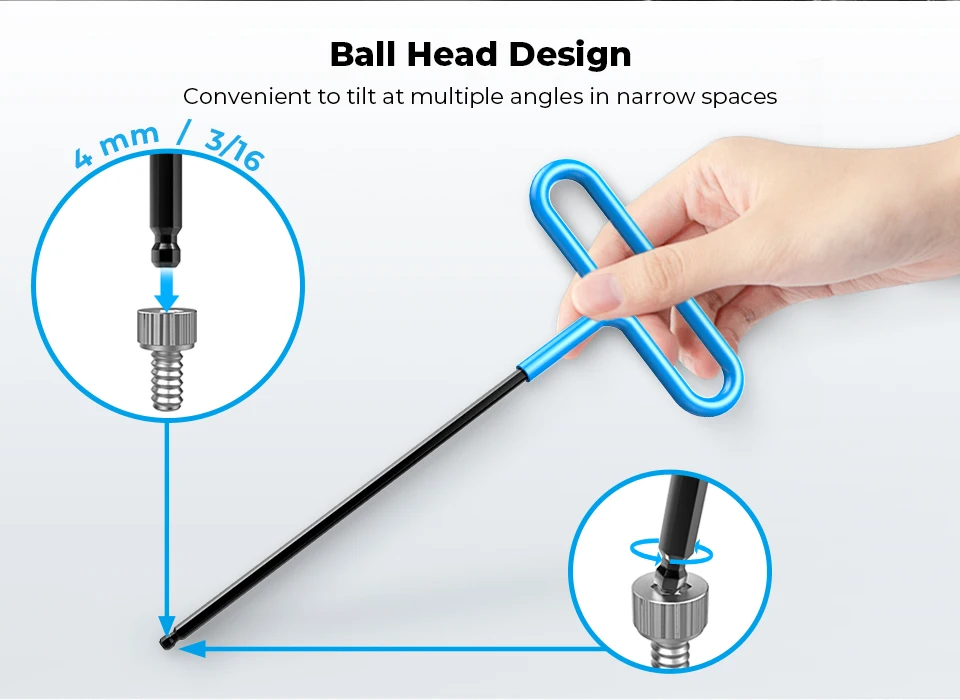 Camera T-Handle Hand Tools Ball-Point Hex Wrench Screw Tools (4mm&3/16") Ball-En