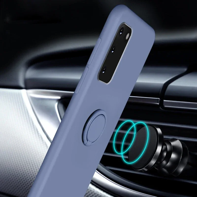 Premium Soft Silicone Case with Ring Holder Stand - Universal Fit