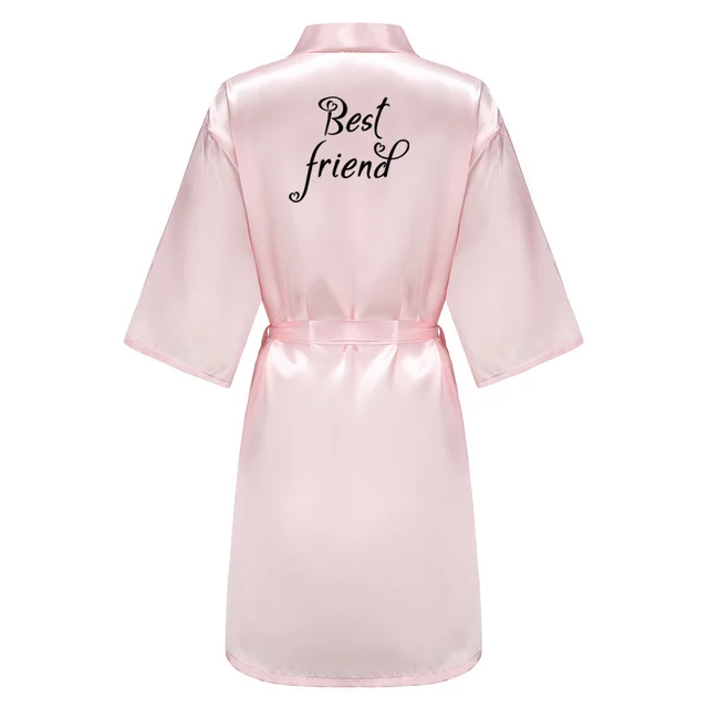 New Bride Bridesmaid Robe With Black Letters Mother Sister of the Bride Wedding Gift Bathrobe Kimono Satin Robes SP005 As the Photo Show
