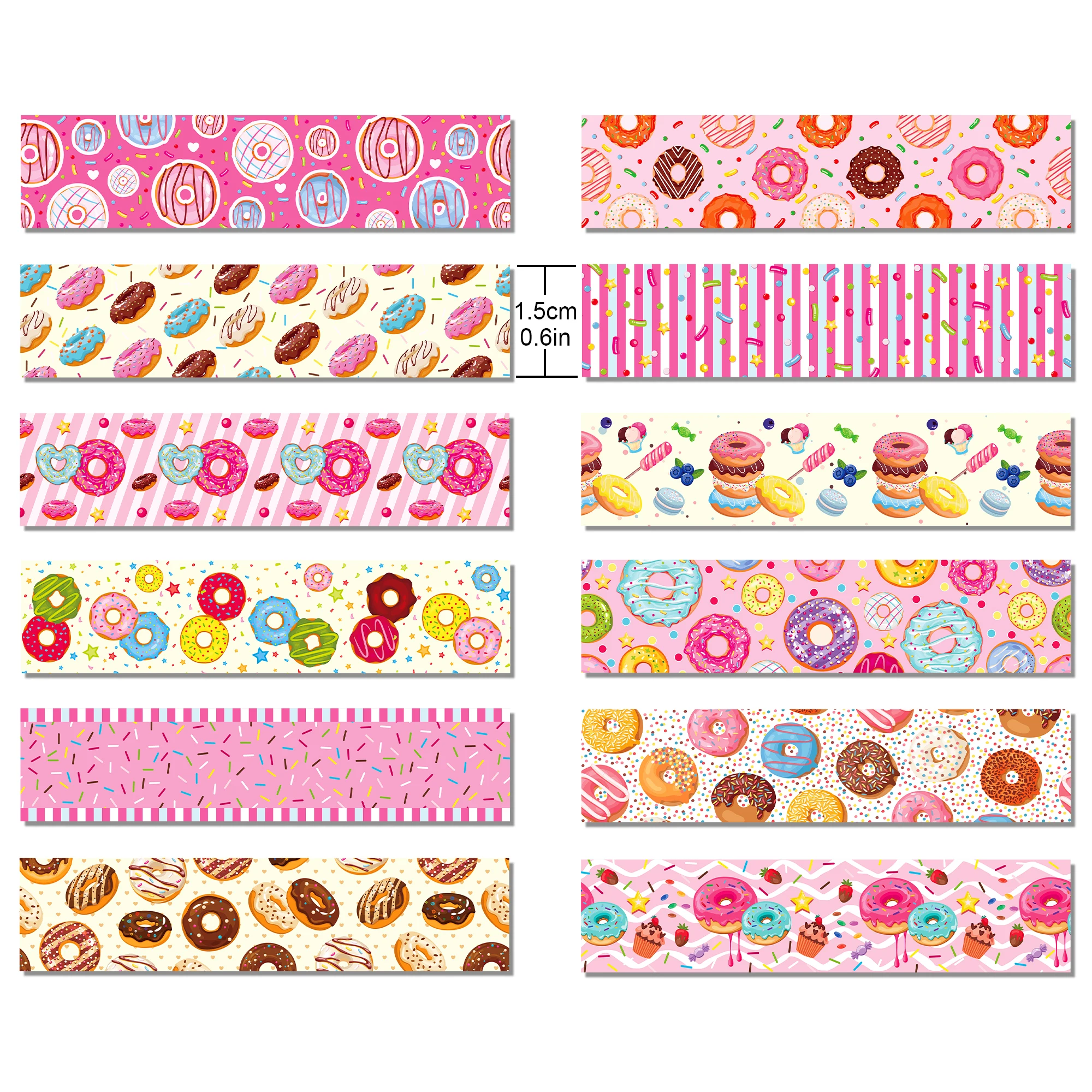 12 Rolls Cartoon Donut Design Paper Washi Tapes Masking Tape Birthday Gift For Girl DIY Handbook Scrapbooking Sticker Label 6
