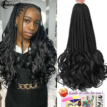 14” French Curls Braiding Hair Pre Braided Synthetic Box Braids Crochet Curl Ends French Curl Crochet Braids for Women And Kids 1
