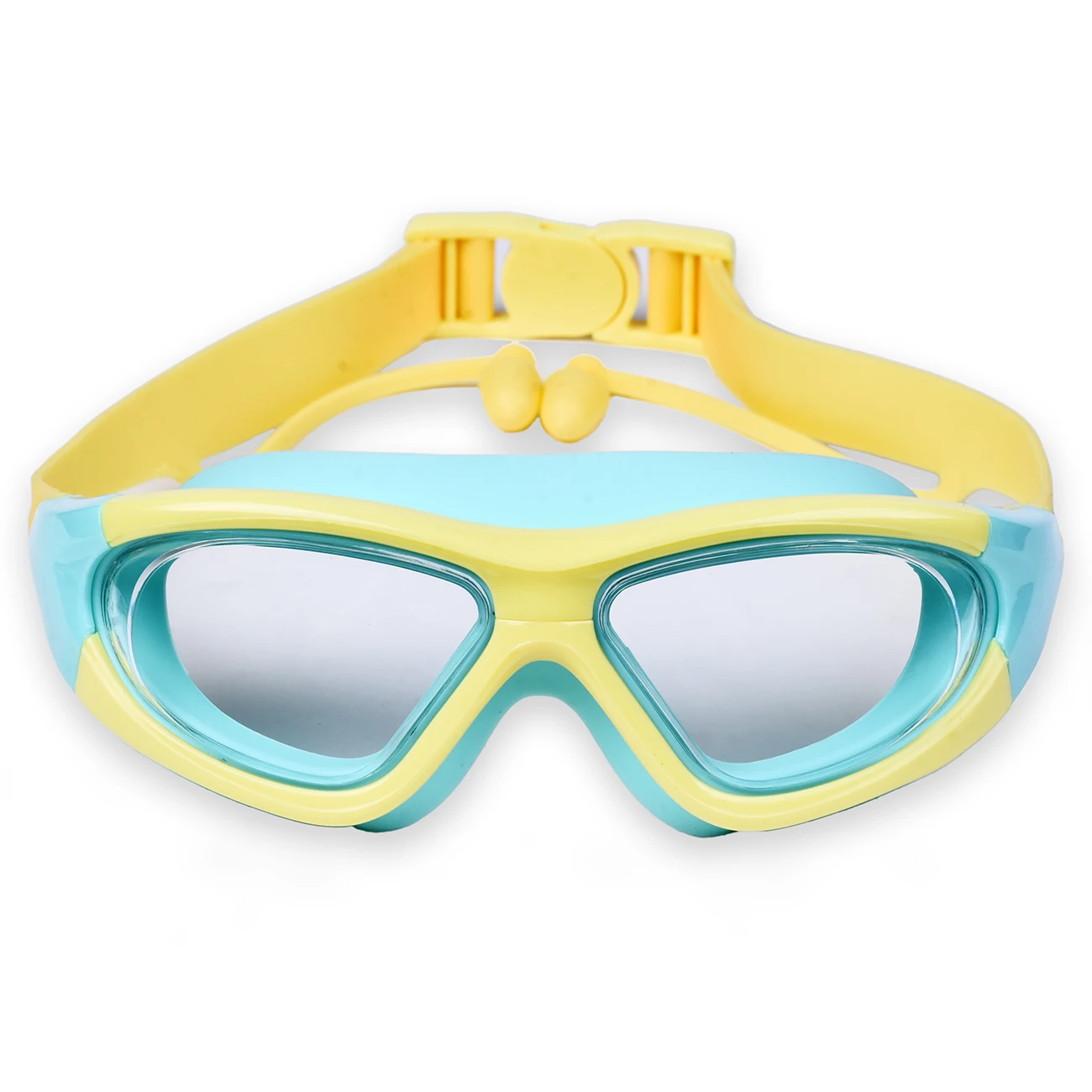 Hochauflösende, wasserdichte und beschlagfreie Schwimmbrille mit großem Rahmen für Kinder, praktische Schutzbrille, Ohrstöpsel mit Silikonverbindung – Detail 11