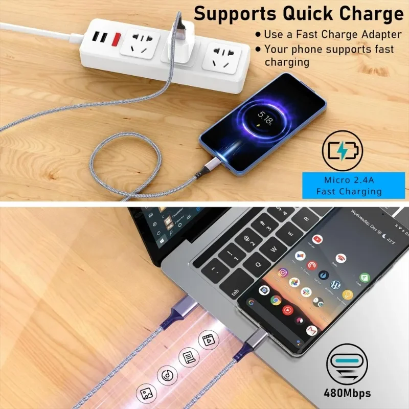 Premium Nylon Braided USB Fast Charging Cable - Extra Long Durability & Speed Data Transfer