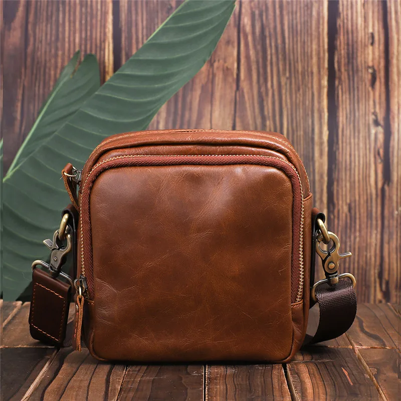 

Мужская поясная сумка из натуральной кожи, модный винтажный Маленький ранец, миниатюрная сумка через плечо, компактная сумка-Кроссбоди для мужчин