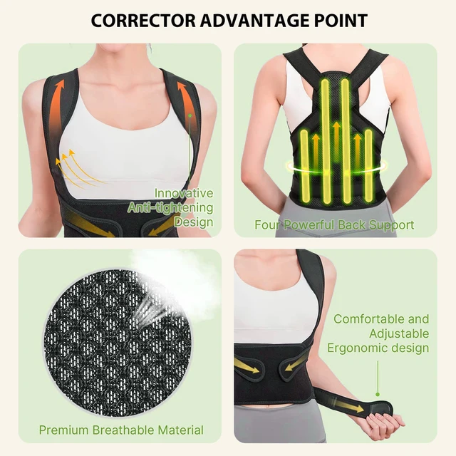 Back Brace and Posture Corrector for Women and Men Adjustable and Lightweight Straightener for Scoliosis Hunchback Correction 2