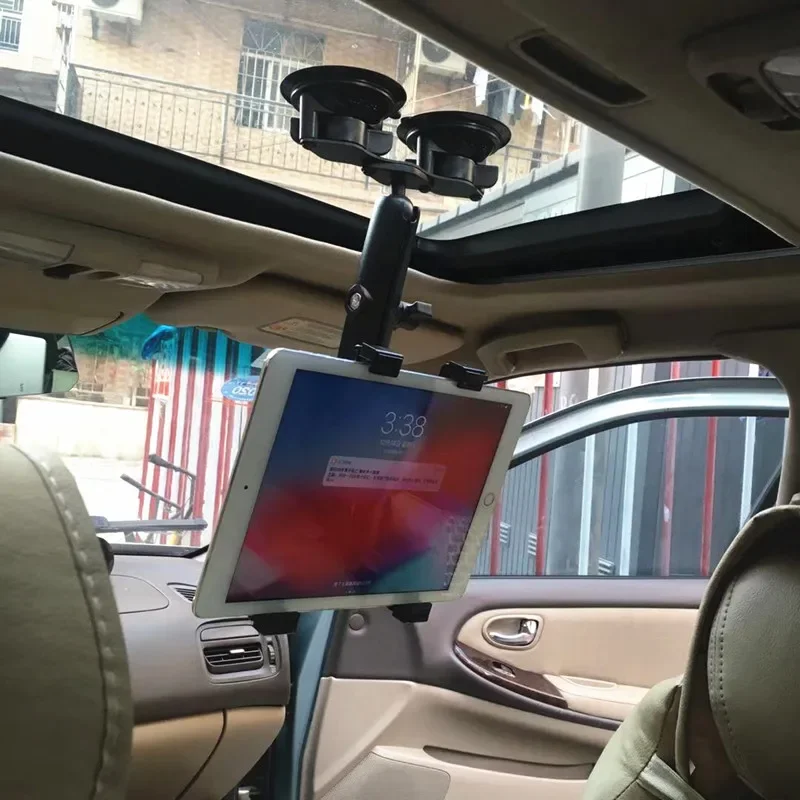 아이패드 미니 에어 1 2 3 4용 1인치 볼 헤드가 있는 견고한 듀얼 태블릿 흡입 컵 마운트
