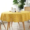 Nordic polyester cotton circular tablecloth  yellow rice font cotton linen printed tablecloths Tea table cover 1
