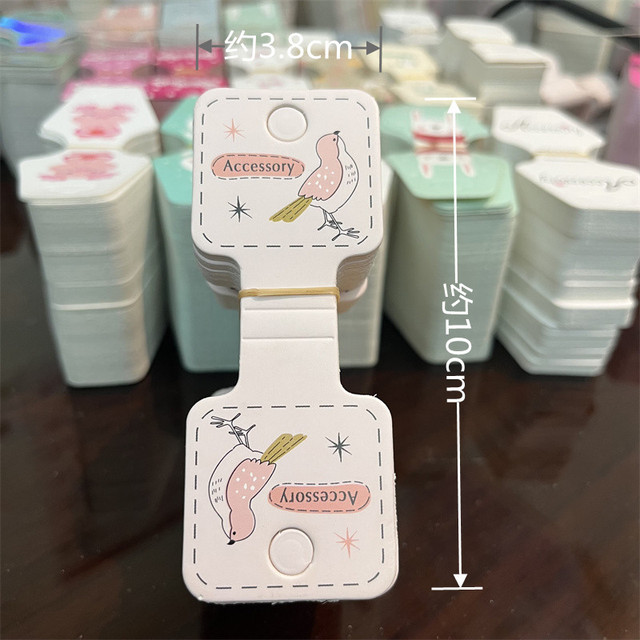 Kraft Paper Packing Tag Cards for Handmade Hair Jewelry Display Cute Bear Cat Face Stamp Paper Hairband Hanging Price Tag