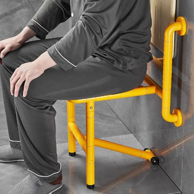 Portable Folding Toilet Bathroom Stool Showe Nonslip Metal Nordic Shower Chair Small Wall Mounted Banyo Taburesi Home Furniture 5