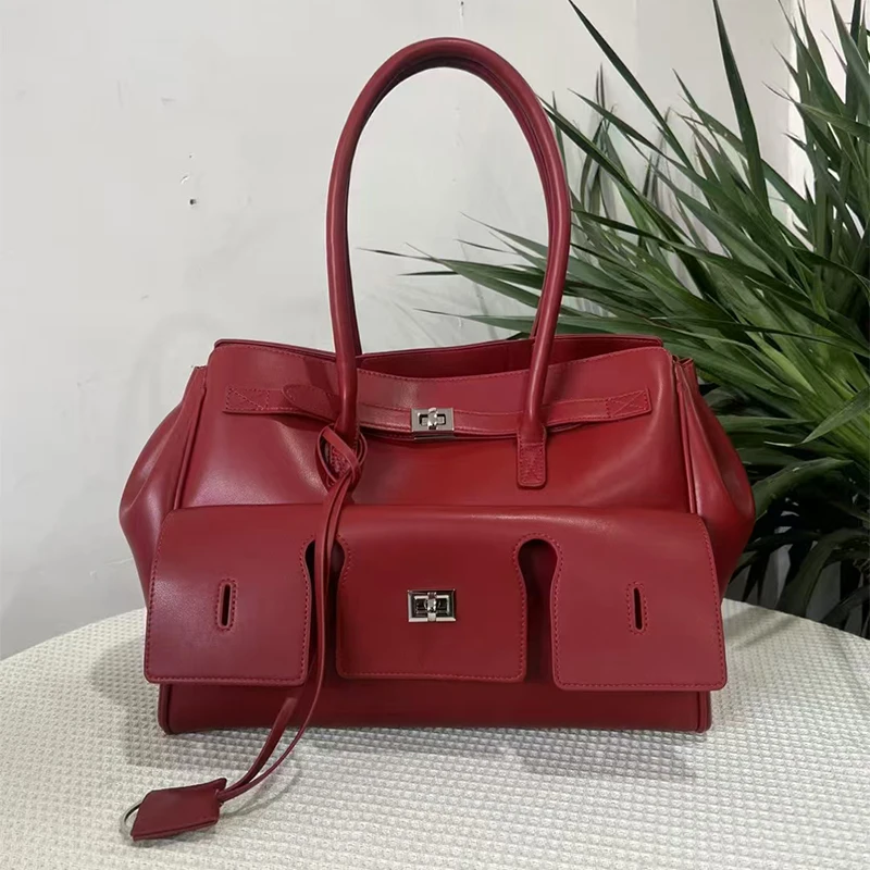 Brand Lock Tote Bag New Rodeo Women Bag Fashion Simple Handbag Women Large Capacity Shoulder Bag Commut Spacious Wing Shape Bags 4