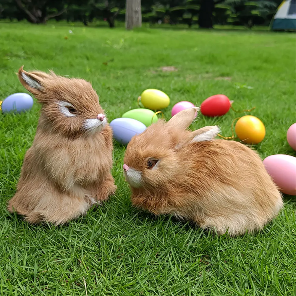 Simulation Rabbit Toy Squatting Model Home Decoration Rabbit Model Easter Rabbits Simulation Plush Toys Action Figures Kids Gift 3