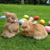 Simulation Rabbit Toy Squatting Model Home Decoration Rabbit Model Easter Rabbits Simulation Plush Toys Action Figures Kids Gift 3