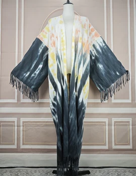 African Women‘s Autumn New Fashion Cotton Open Front Long Cardigans Plus Size European Streetwear loose Kimonos For Holiday