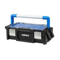 HART 18" Cantilever Organizer Resin Tool Storage Black Blue Accents Bins Metal Latches Stable Base Storage Solution Easy 2