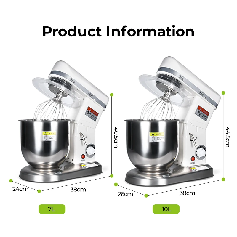 500w Multi-function 5L 7L 10L 15L Food Mixer Top Chef Stand Mixer Food Processor Commercial