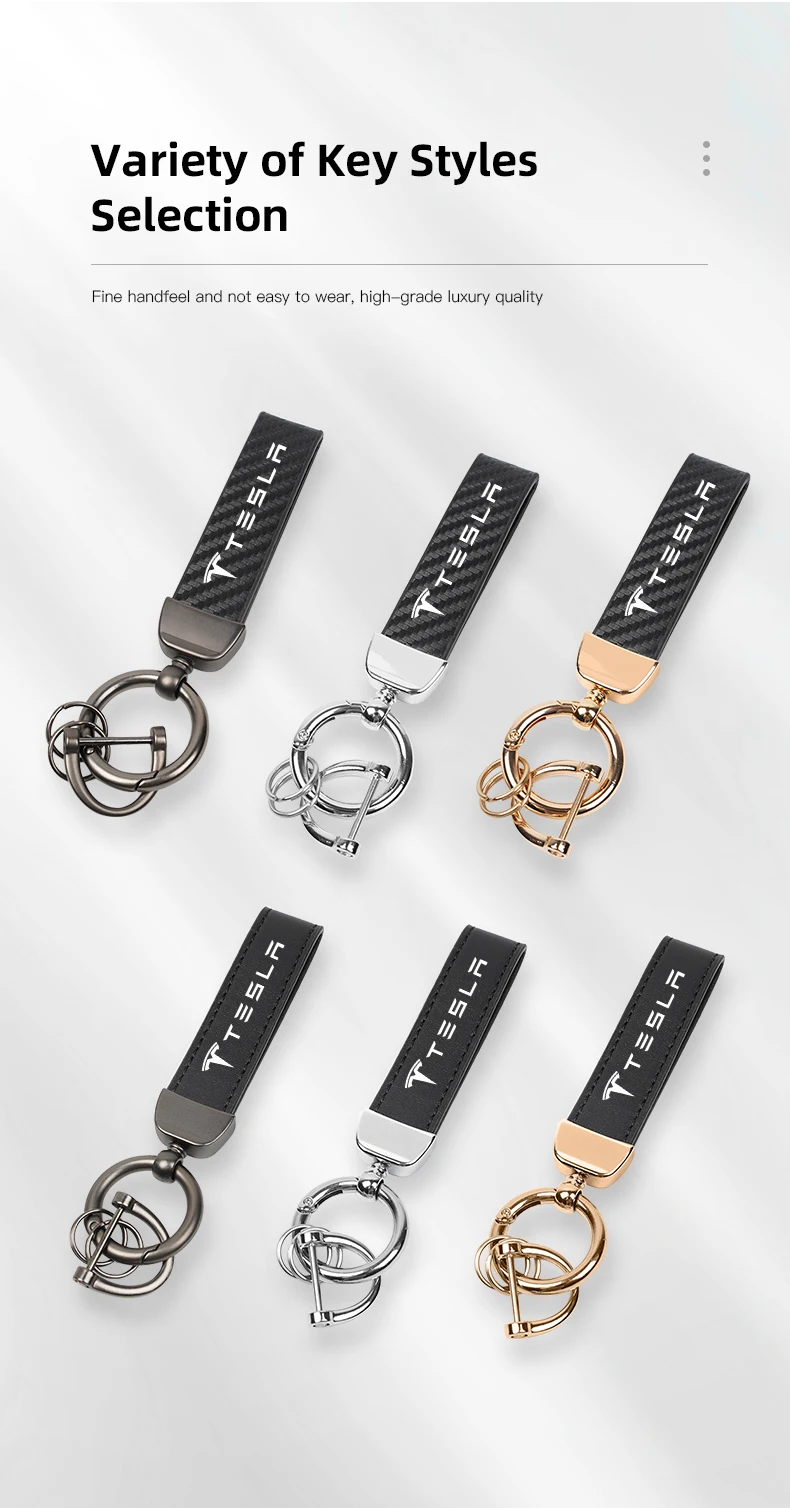 Exclusieve gouden Tesla sleutelring met logo