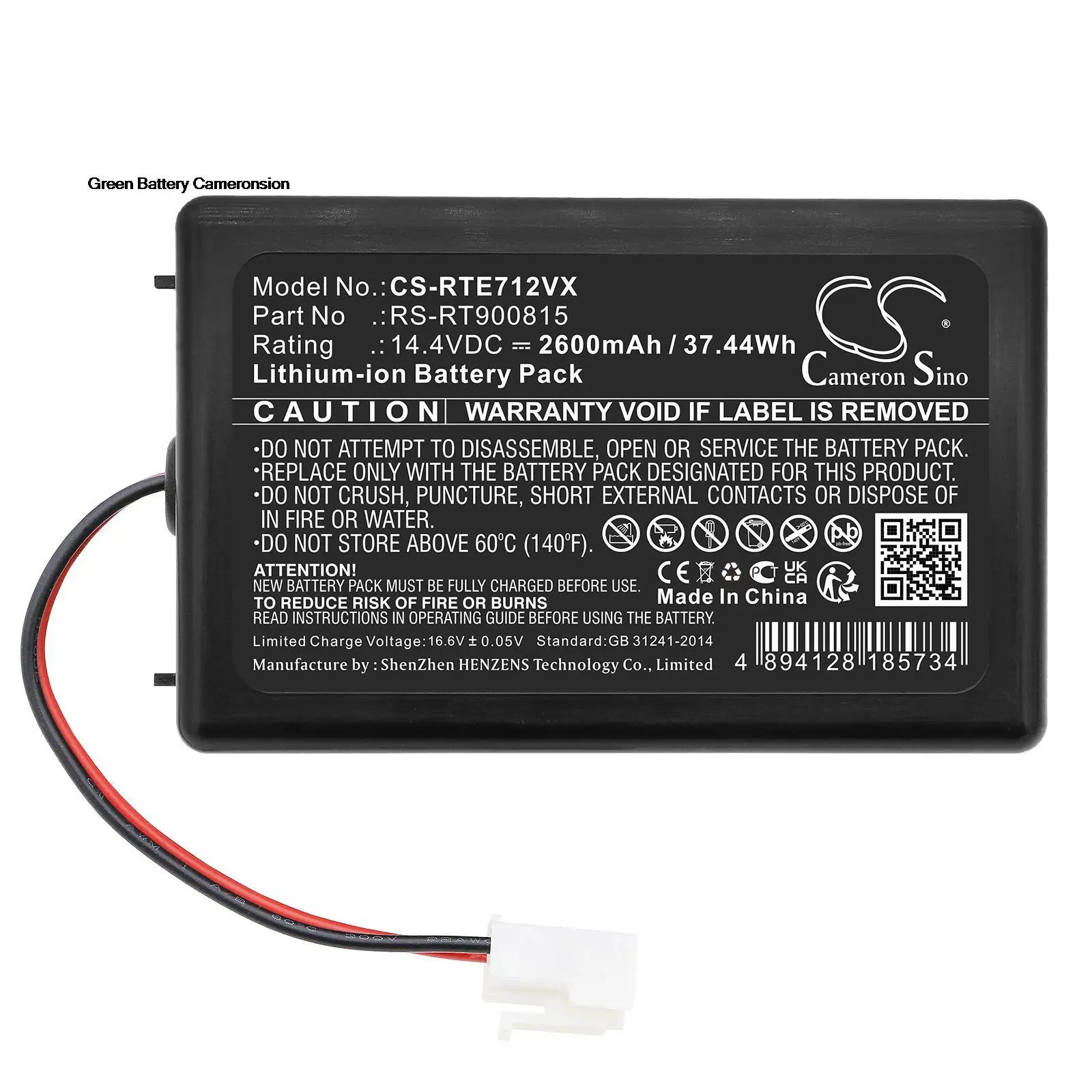 

CameronSino GreenBattery 2600mAh Vacuum Battery for Rowenta Smart Force Extreme RR7126,RR7145,RR7157,RR7133,RR7157WH,RS-RT900815