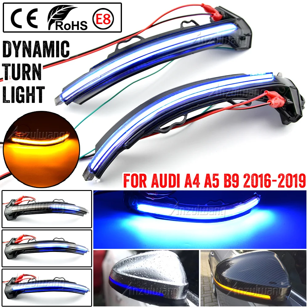 

For Audi A4 S4 RS4 B9 2016-2019 A5 S5 RS5 Dynamic Turn Signal LED Light Side Wing Rearview Mirror Indicator Sequential Blinker