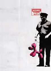 Street Graffiti Canvas Wall Art: Balloon Girl & Playful Monkey Poster - 40x60cm No Frame (PURPLE)