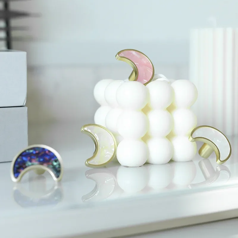 Moon Cabinet Handle Children's Room Knob Drawer Brass Door Handle Personalized Shell Pulls ﻿Gold Black Single Handles