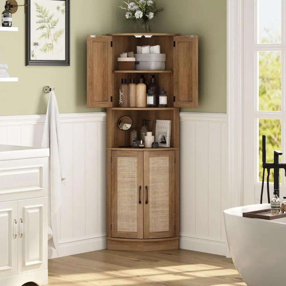 Rattan Corner Storage Cabinet 2