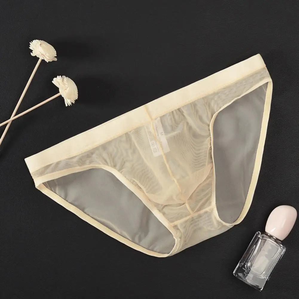 Men Slim Fit Men's Ice Silk Low-rise Ultra-thin See-through Panties For Quick Drying Underwear Solid Color Option High