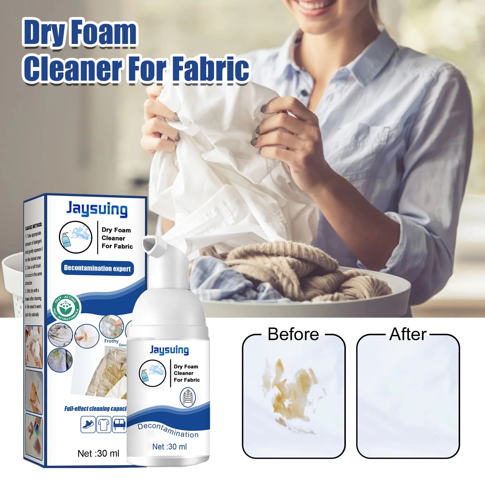 Down Jacket Foam Dry Cleaner Clothing Dry Cleaning Agent Mattress Stain Remover Curtain Carpet Household Rinse Free Foam Cleaner