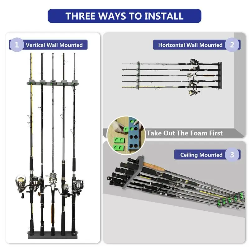 Fishing Rod Storage Rack Rod Holder Fishing Rod Holders Fishing Rod Rack  Holder Organizer 10 Slots To Hold Fish Pole Garage