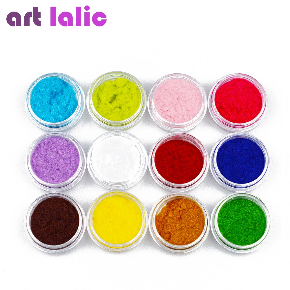 12 Color/Set Velvet Nail Glitter Polish Nail Art Powder Pigment Flocking Velvet Pigment Nails DIY Decoration Tips Nail Powder Nail Pigment Nail Glitter Nail Decoration Nail Decorations Nail Powder Set