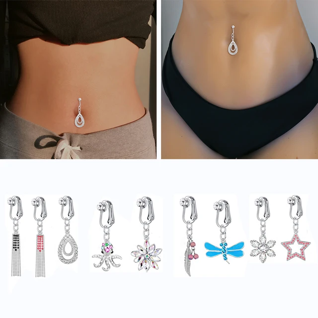 Navel Fake Belly Piercing Clip Faux Belly Ring Fake Belly Button Ring  Umbilical | eBay