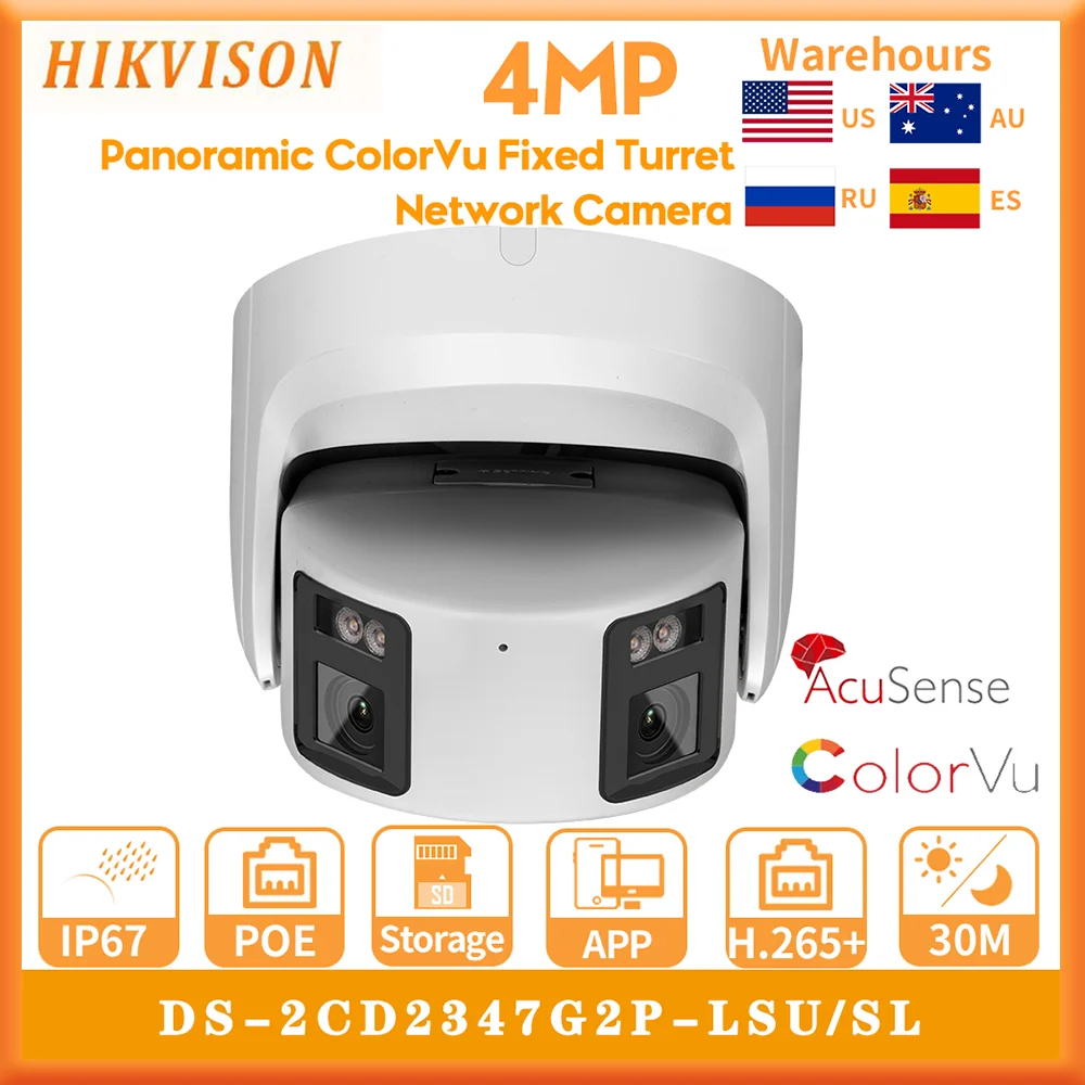 

Hikvision Original 4MP DS-2CD2347G2P-LSU/SL Panoramic IP Camera Built-In Mic WDR Panoramic ColorVu Turret Network Camera