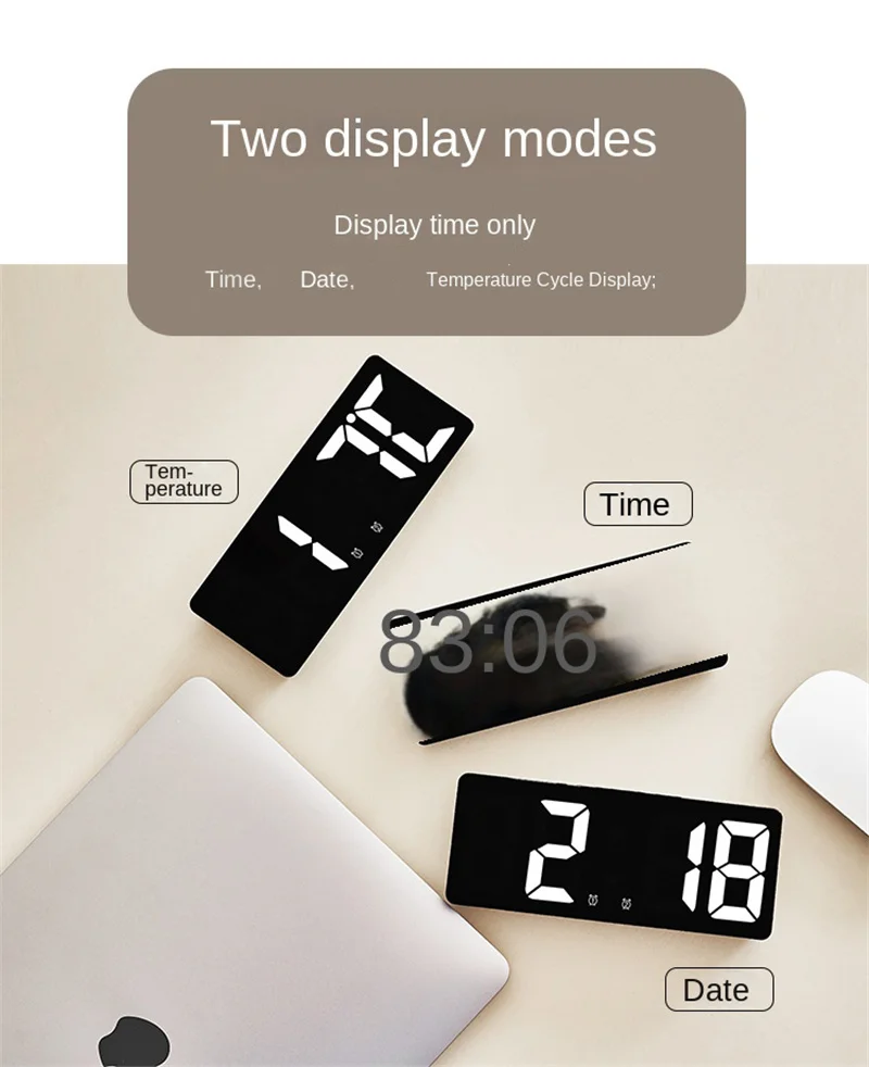 New Multi-functional LED Digital Alarm Clock Acoustic Control Student Alarm Clock Temperature and Date Display Alarm Clock