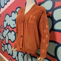 Winter Women Glittery Chunky Knit Sweater with Star Embroidery Orange Cardigans Spring Woman Y2k Gold Thread Show-girl Cardigans - Image 5