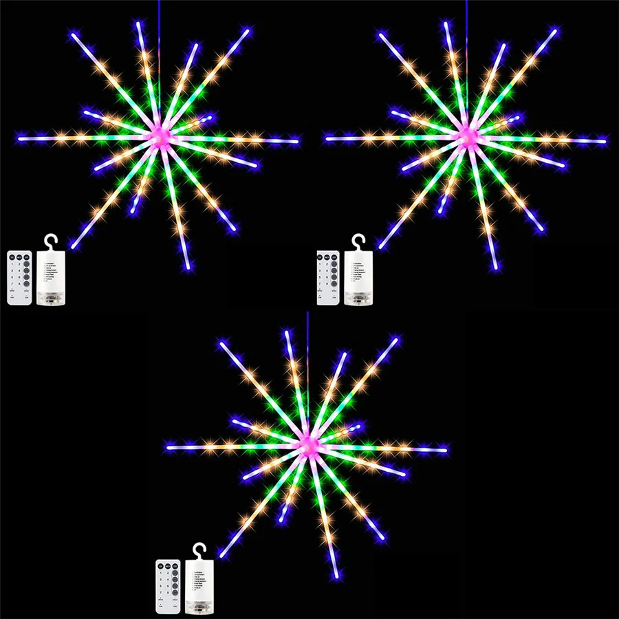 

New Year 112LED Hanging Exploding Star Firework String Light Outdoor 8 Modes Christmas Garland Fairy Garden Lights Holiday Decor