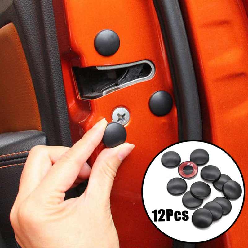 

12pcs Universal Car Door Lock Screw Protector Cover Portable Sticker Car Door Protection Sticker Car Exterior Accessories