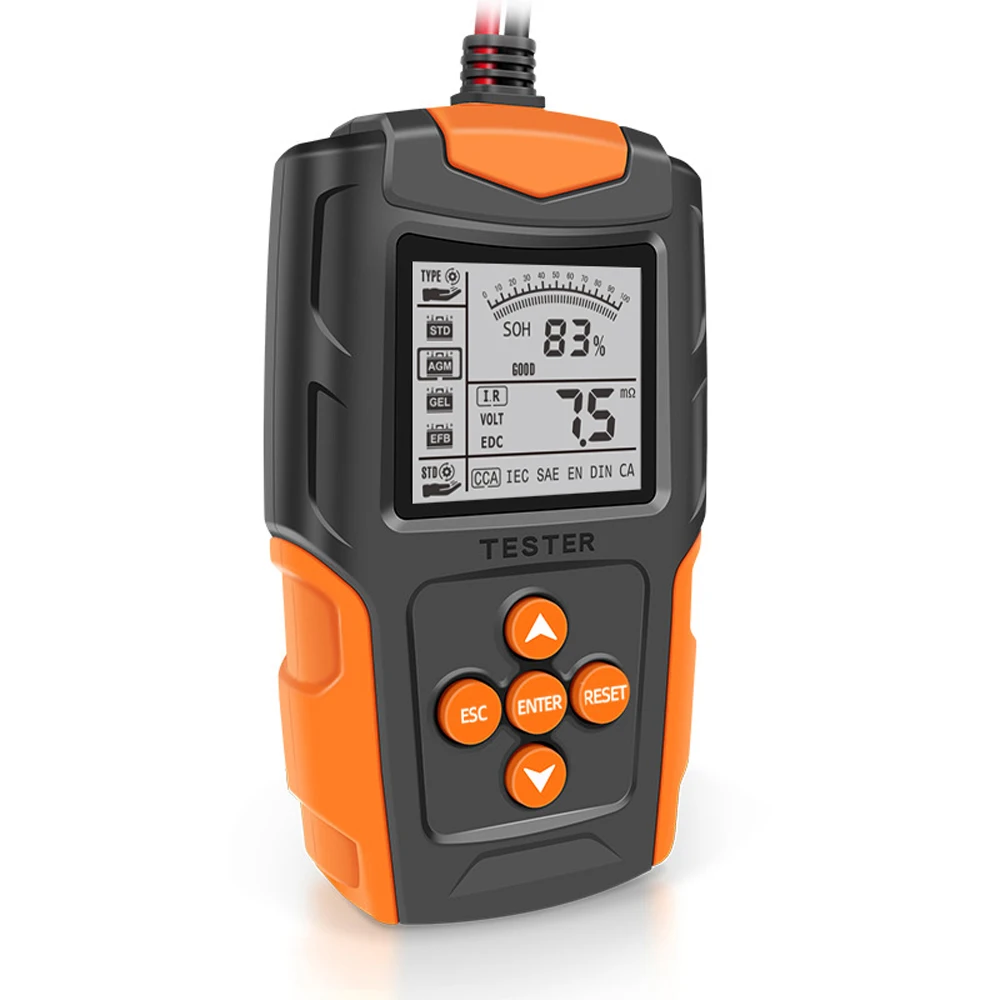 1LCD Digital Battery Analyzer Car Charge Diagnostic Tool 2V/24V Car Battery Tester SOH SOC CCA IR Meter for Truck Repair