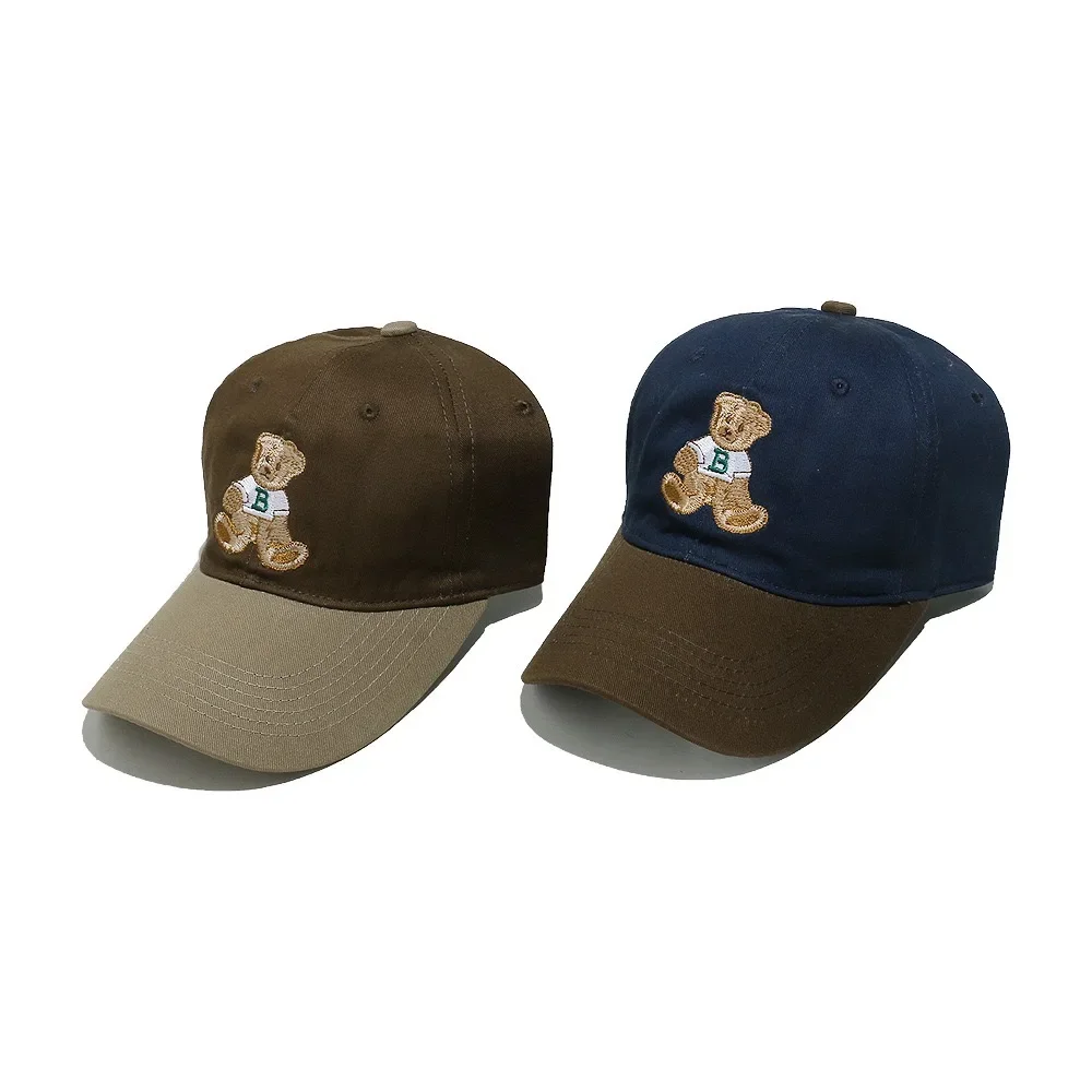 New Style Unisex Cotton Baseball Cap with Lovely Bear Embroidery Outdoor Sports Dad Hat Adjustable for Men And Women