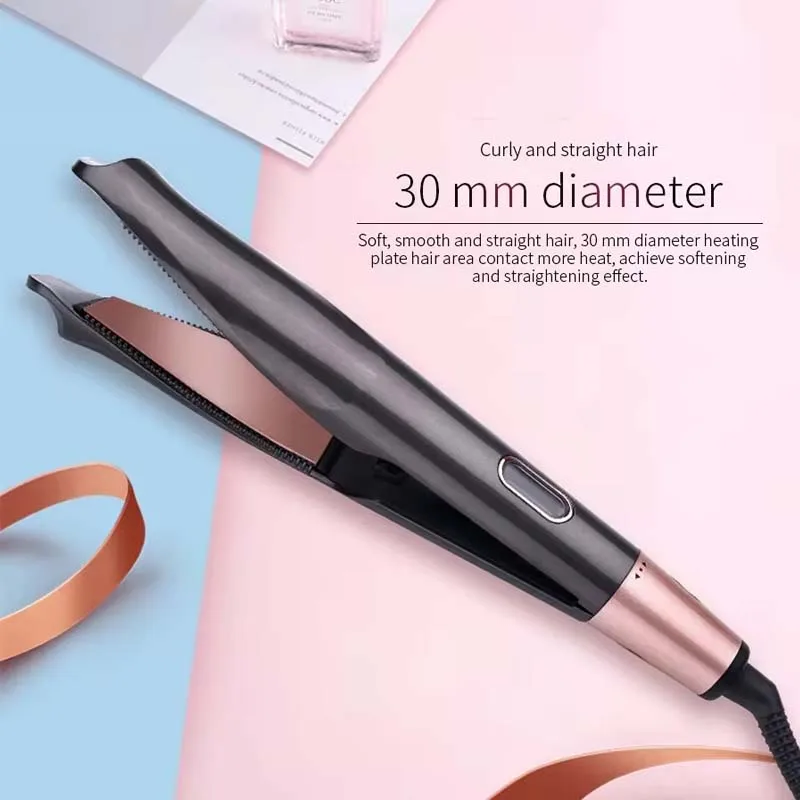 Hair Straightener Curling Iron 2 in 1 Hair Curler Straightener Titanium Plate Dual Voltage Flat Iron