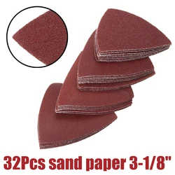 Papier de verre triangulaire, grain assorti, 3 1/8 pouces, pour tampon de papier abrasif, pour bois, métal, polissage, 32 pièces 