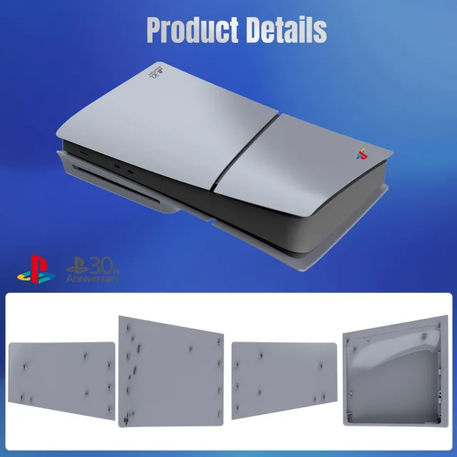 Limited Edition Grey Custom Replacement Faceplates with Logo Skin &30th Anniversary Sticker ABS Cover Shell For PS5 Slim Console 6