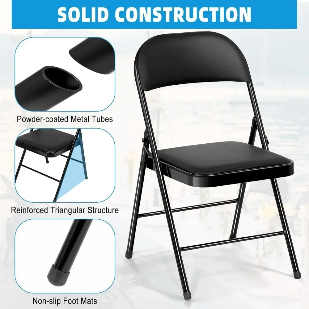 4-piece Set of Soft Cushioned Folding Chairs for Indoor and Outdoor Activities, Family Restaurants, Etc 18"D X 18"W X 31"H