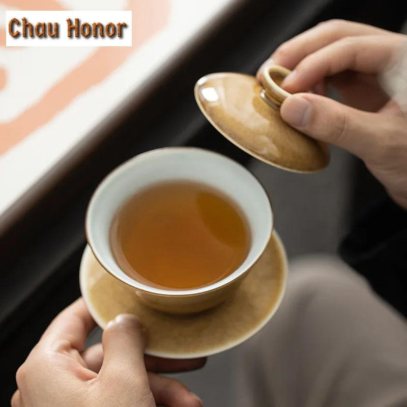 120ml Landscape Ceramic Tea Bowl Retro Kung Fu Tea Set Gaiwan Tea Tureen Drinkware Master Cup Teacup Teapot Teaware Home Decor