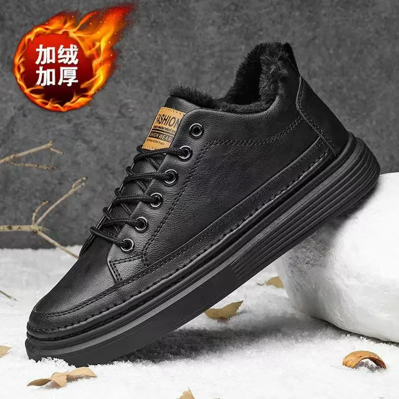Description Picture 5 of itemMen's Velvet Thickened Warm Leather Shoes, Fashionable Anti Slip Wear-resistant Board Shoes Comfortable Casual Shoes in Winter