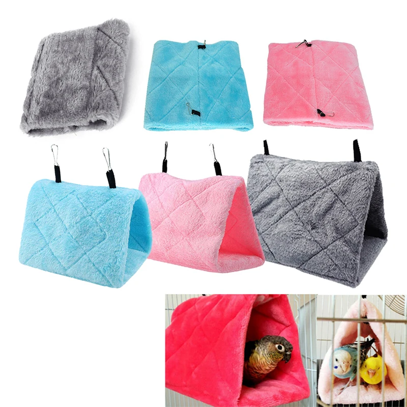 Pet Bird House Nest Sleeping Hatching Accessories Parrot Tent Warm Plush Hammock Hanging Cave Parakeet Hut Tent Bed