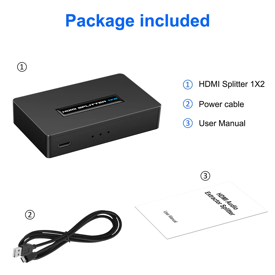 4K 1080p HDCP HDMI-compatible Splitter 1x2 Signal Amplifier Audio Video Distributor Projectors 1 in 2 out for