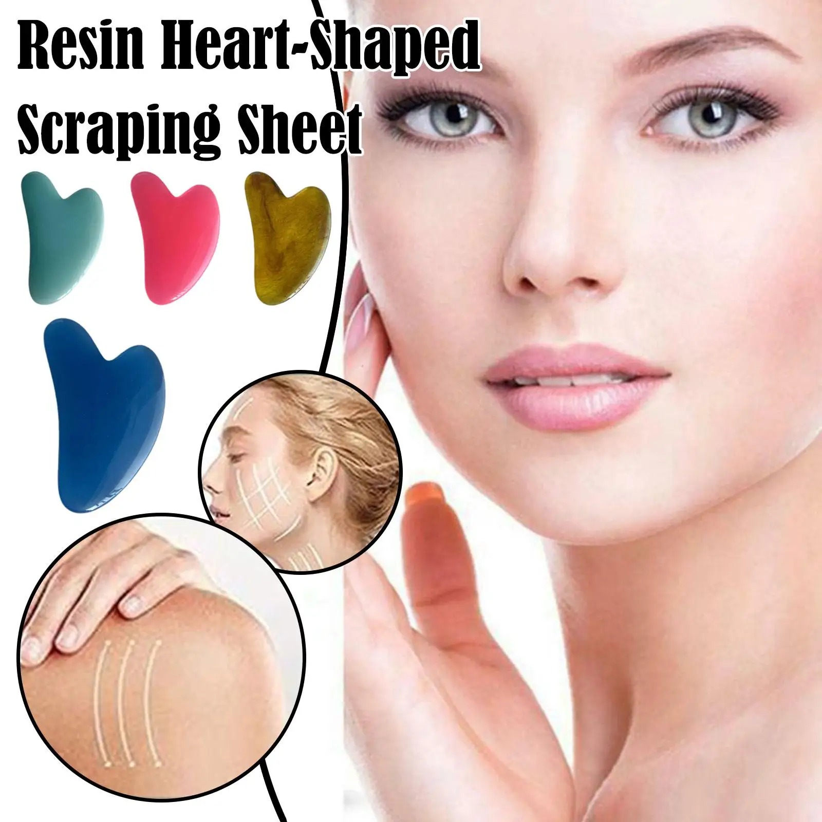 

Resin Scraping Sheet Heart Shape Natural Board Massage Face Tools Neck Color SPA Scraper 4 Eye Massager K4Z4