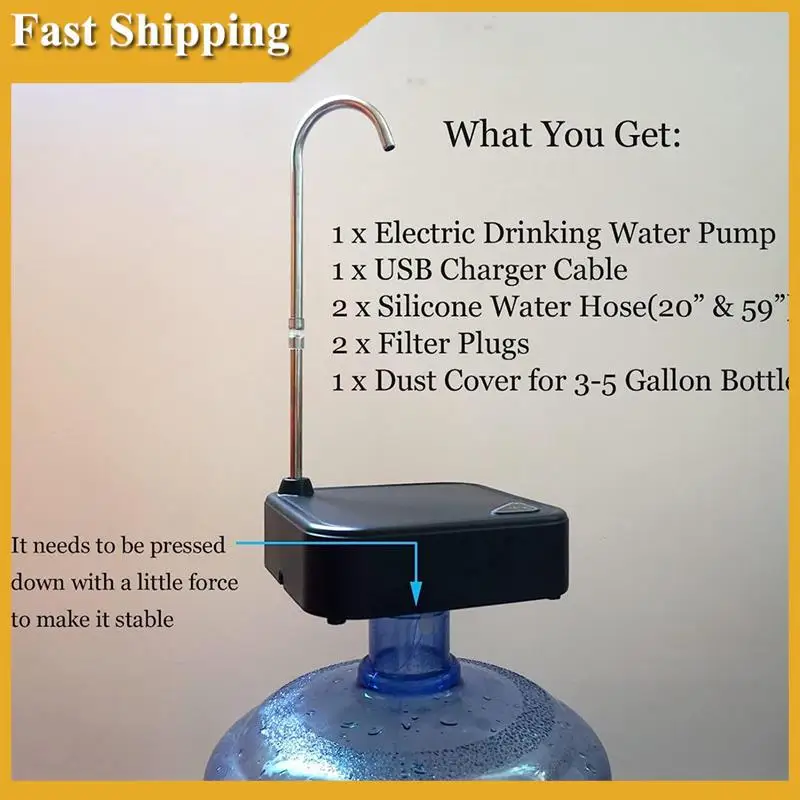 2In1 Portable Electric Water Bottle Dispenser For 5 Gallon & Universal Bottles USB Rechargeable Table Water Dispenser-A02P