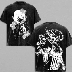 Vintage Gothic Washed Oversized Chainsaw Man Anime T - Shirt - Unisex Short Sleeve Cotton Tee - XXL (Black)